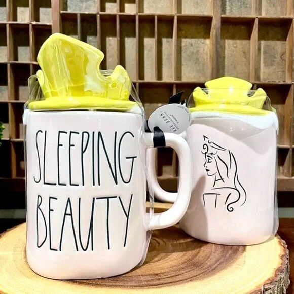 Rae Dunn Other - NWT Rae Dunn Disney Sleeping Beauty Yellow Iridescent Crown Topper Lid Mug